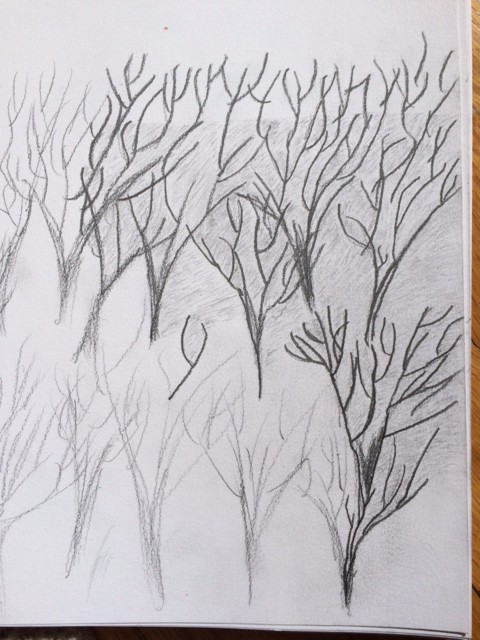 trees--a common theme.  Her cardiologist saw this and said it reminded him of blood vessels--appropriate for someone struggling to keep her blood flowing, perhaps