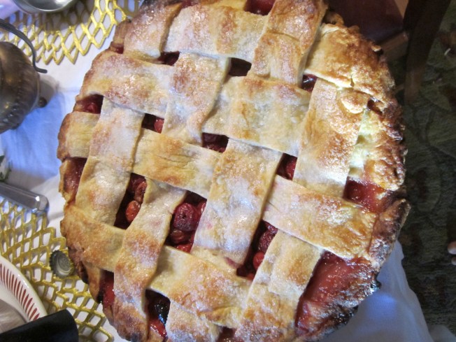 Michael's famous lattice top cherry pie--he's a very good husband!